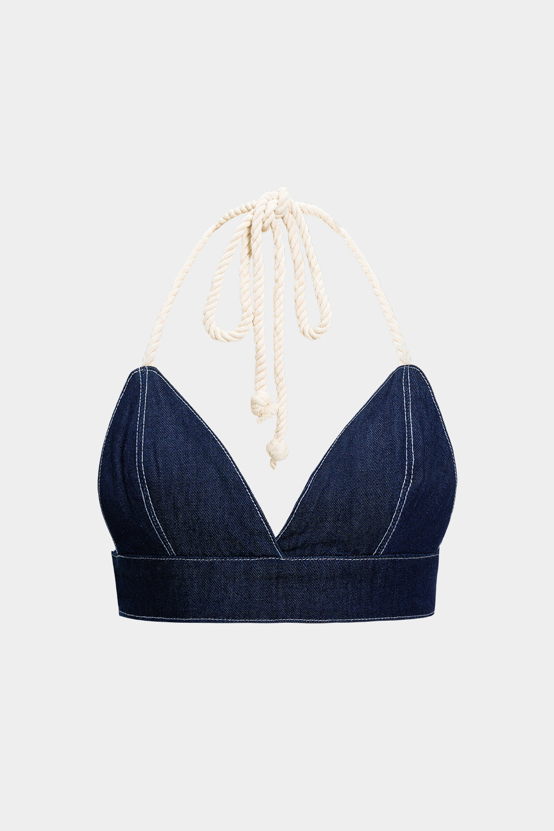 Jeans-Neckholder-Crop-Top mit Schnürung am Rücken