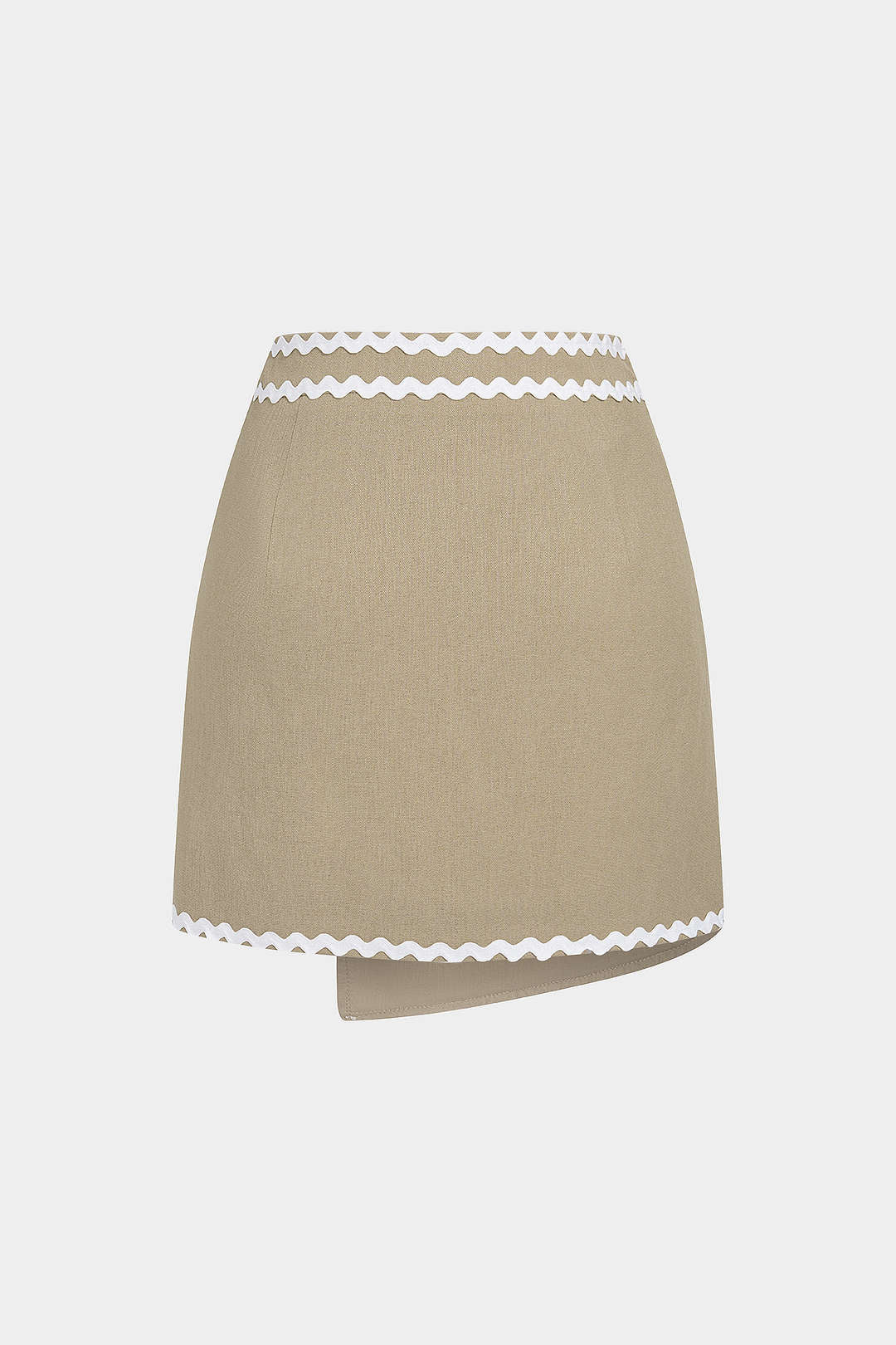 Jupe taille haute en lin avec biais contrastant