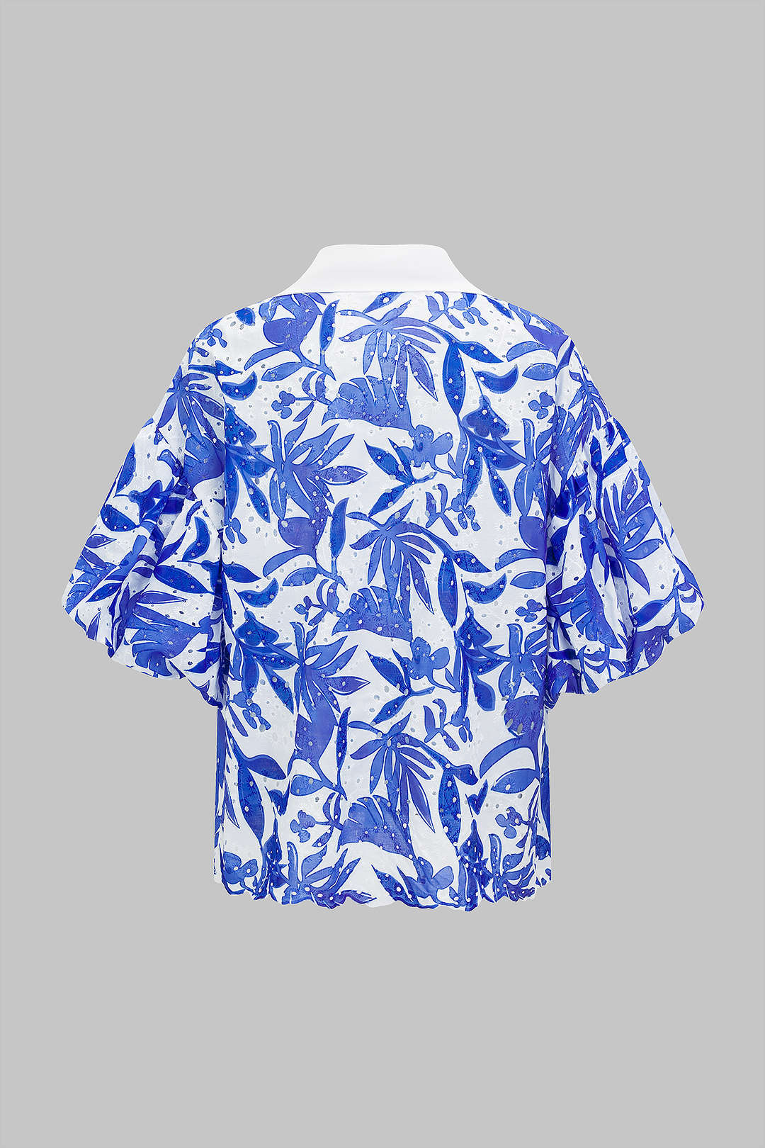 Chemise à manches courtes ajourée avec imprimé floral et strass