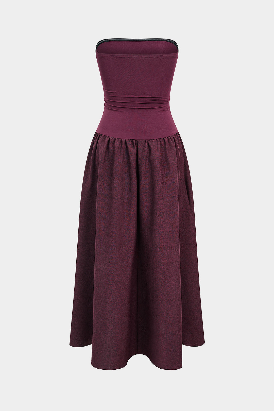 Trägerloses gerafftes ärmelloses Maxikleid