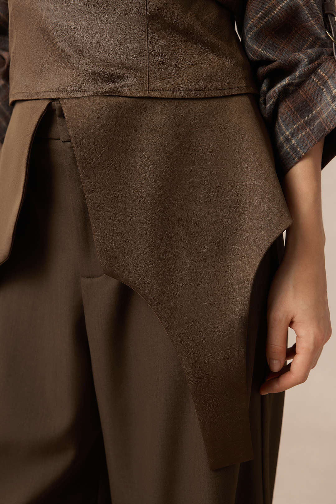 Satin-Patchwork-Reißverschluss-Barrel-Hose