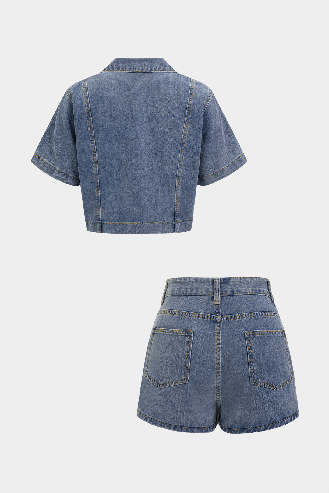 Jeans-V-Ausschnitt asymmetrisch gekreuzter Anzug