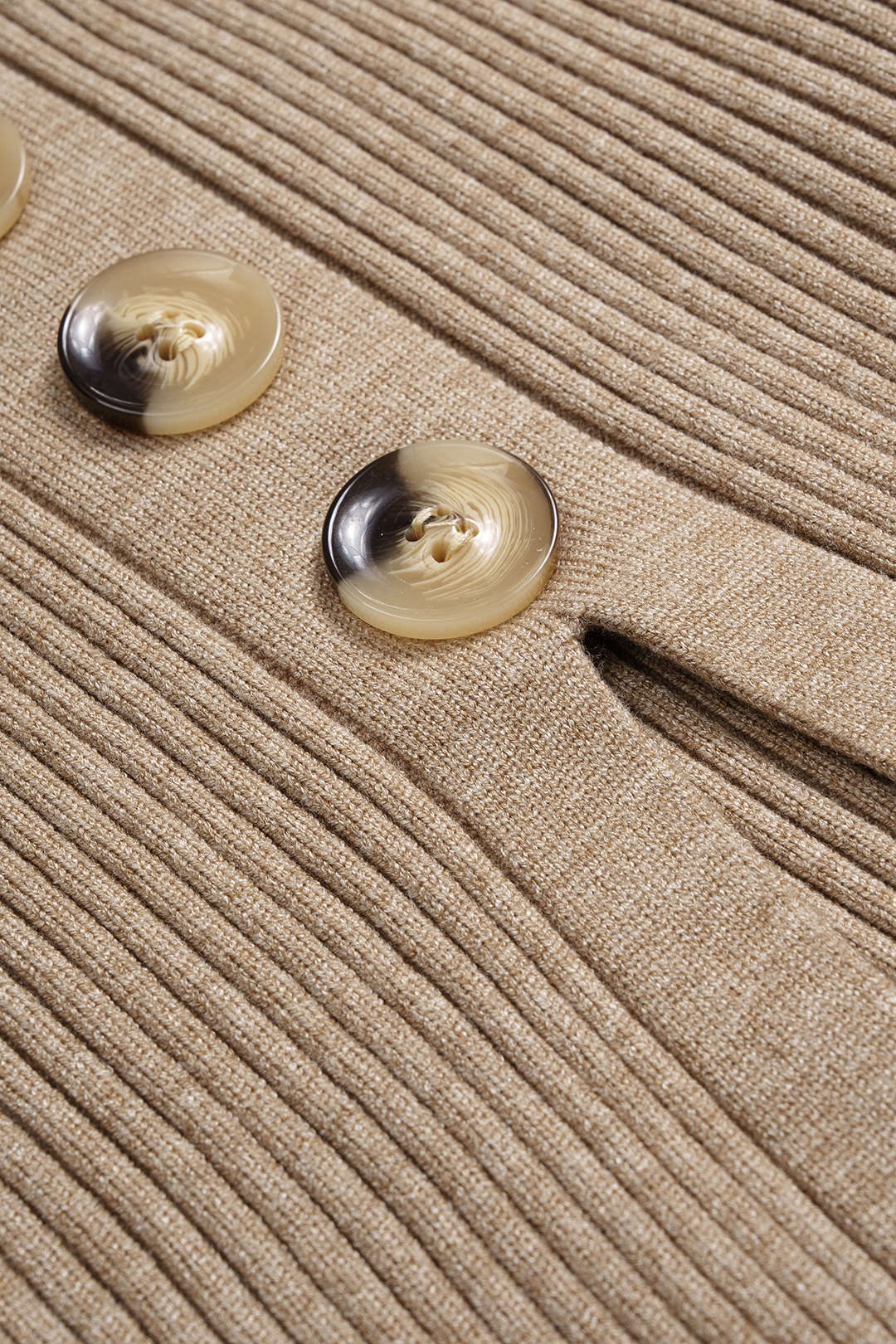 Knit Asymmetrical Button Side Slit Long-Sleeve Top And Skirt Set