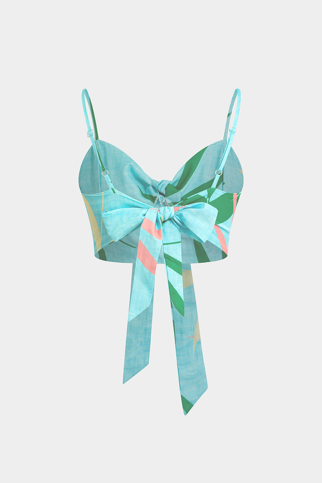 Bamboo Leaf Print Knot Cami Top And Pants Set