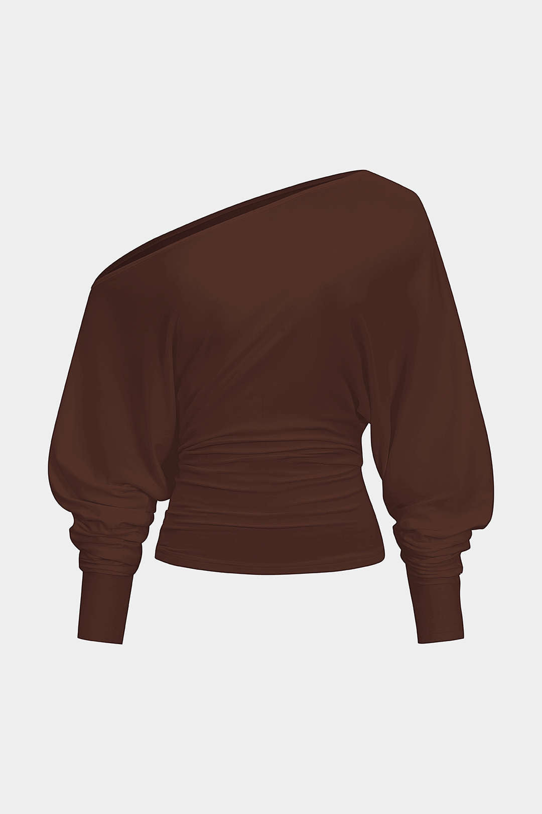 Cut-out, einseitig gerafftes Langarm-T-Shirt