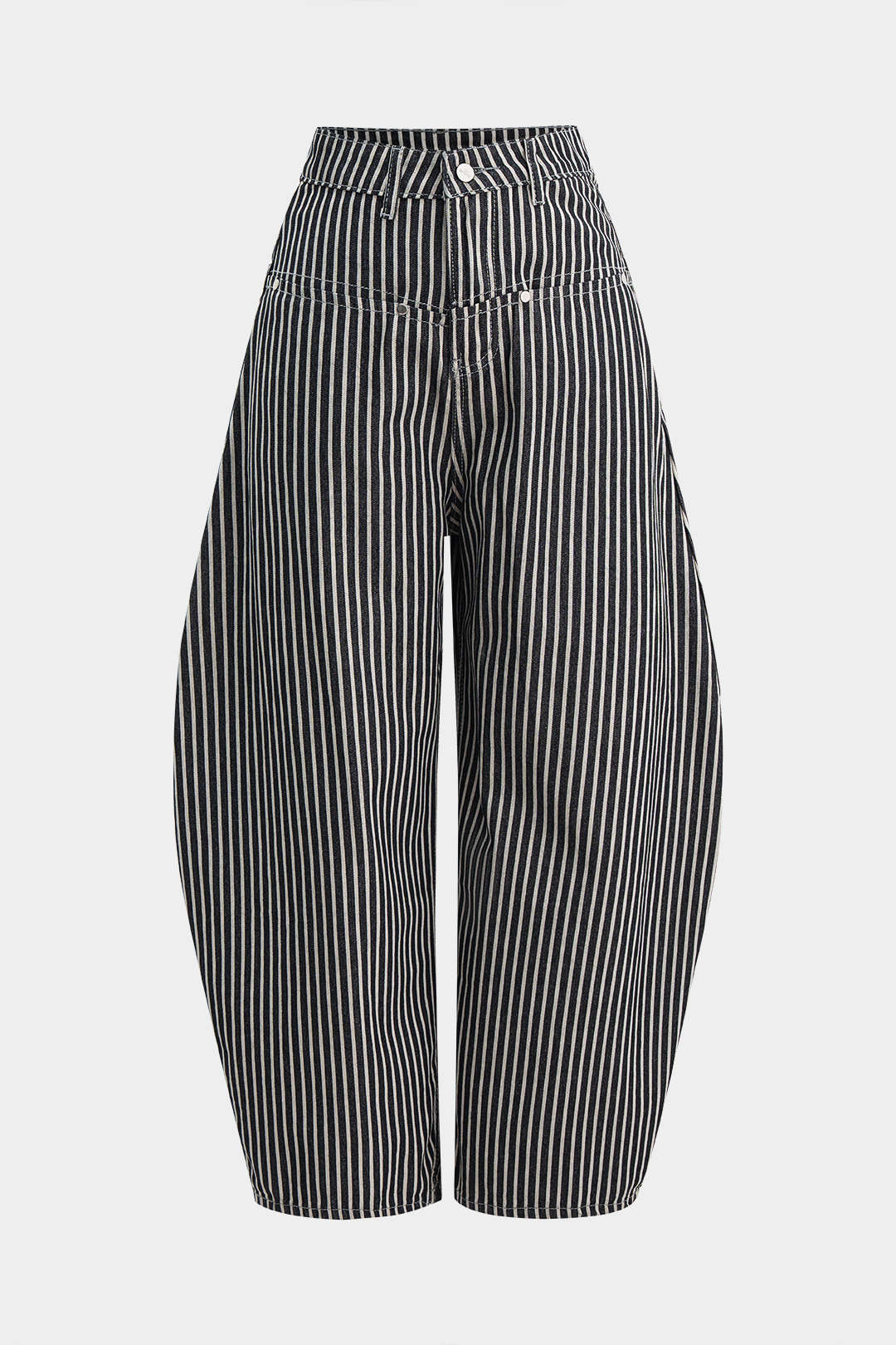 Pantalon tonneau imprimé à rayures