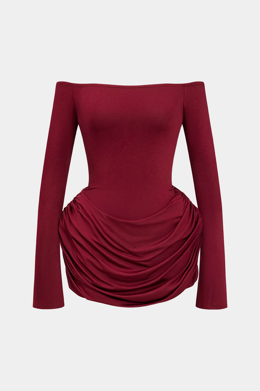 Mini-robe froncée à épaules dénudées