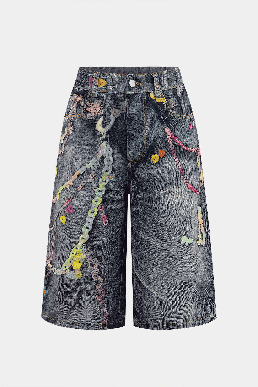 Chain Print Wide Leg Shorts
