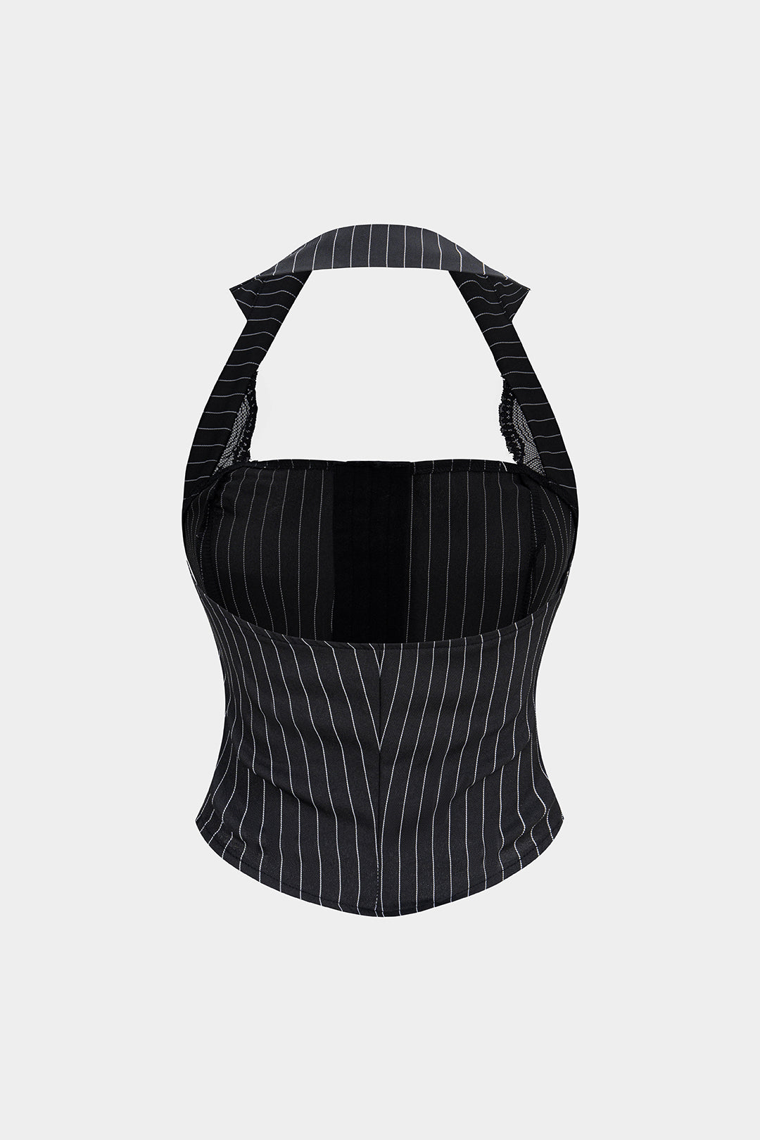 Stripes Print Halter Neck Backless Cami Top