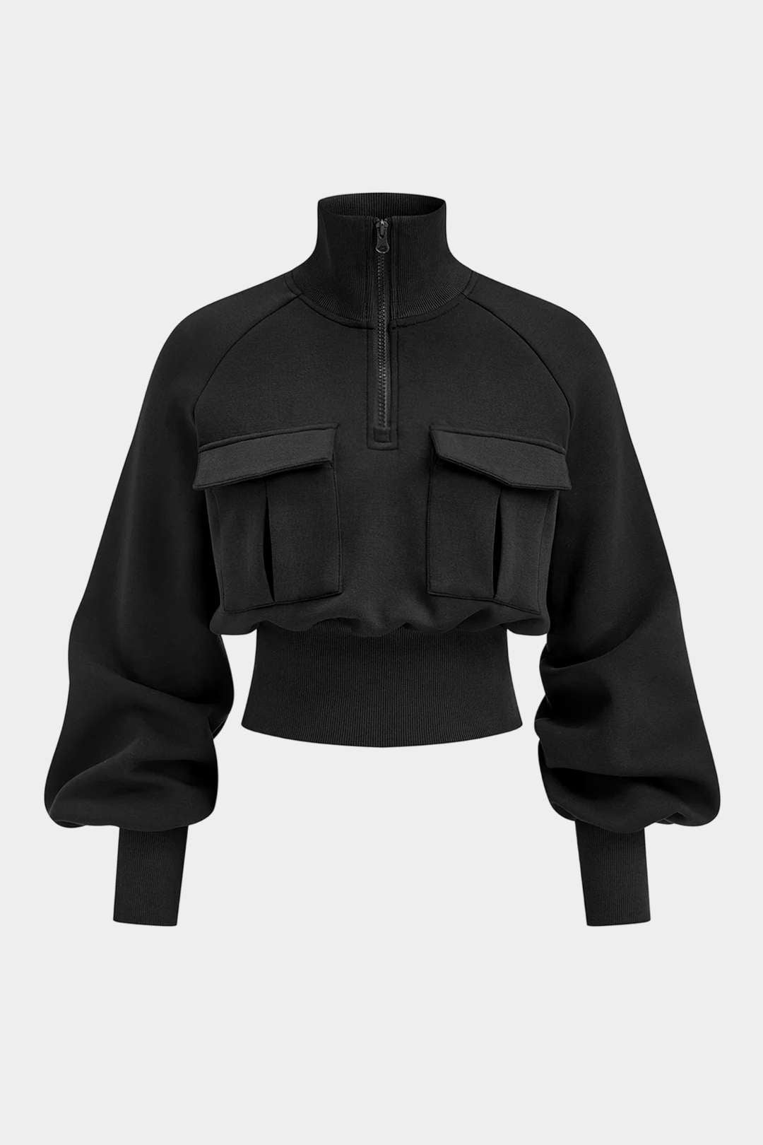 Stand Collar Pocket Zipper Sweatshirt