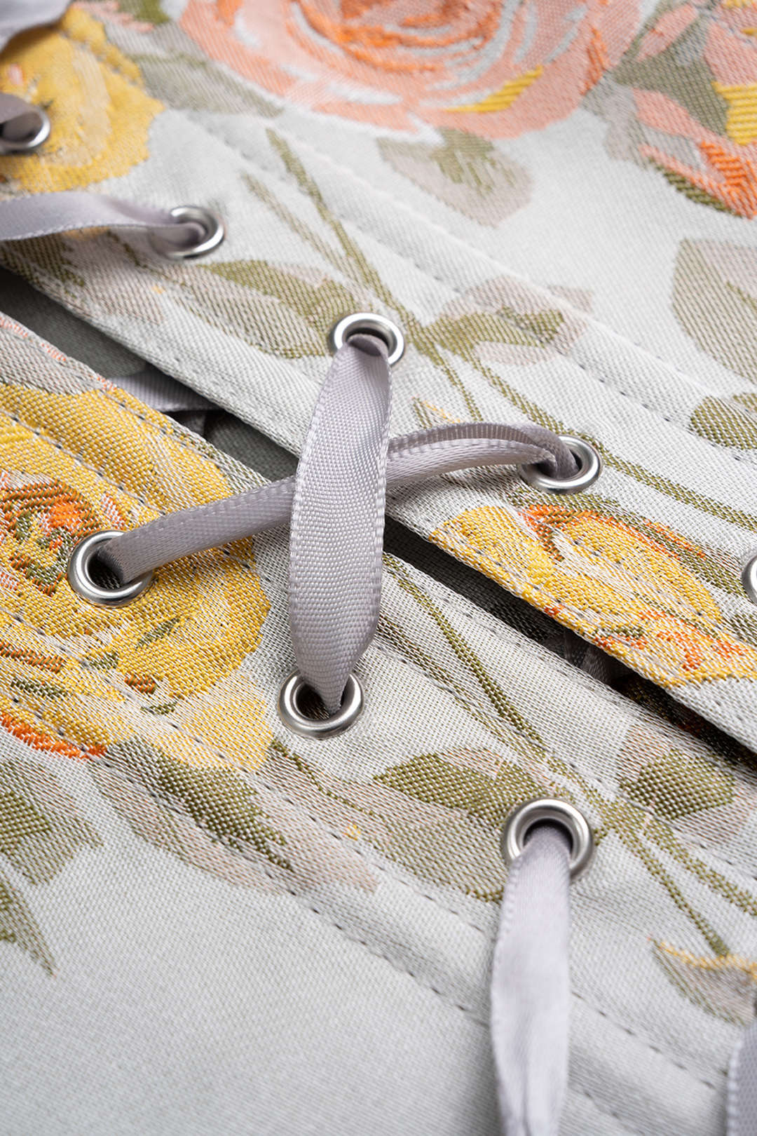 Scallop Edge Floral Print Tie-Up Corset Tube Top