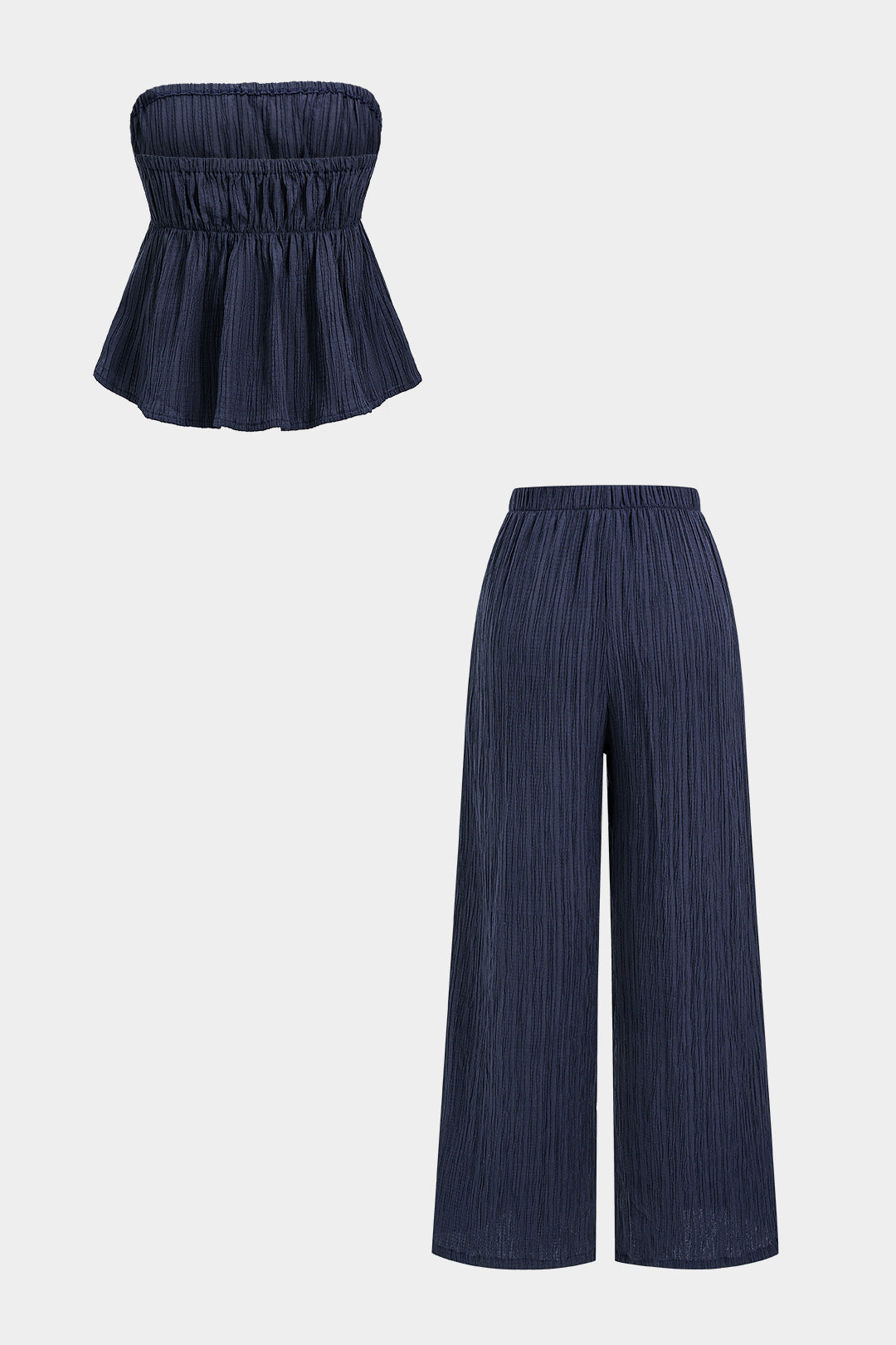 Ruffle Tie-Up Tube Top And Wide-Leg High Waist Pants Set