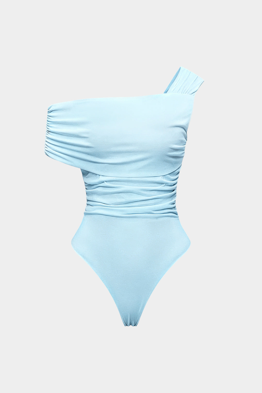 One Shoulder Asymmetrical Ruched Sleeveless Bodysuit