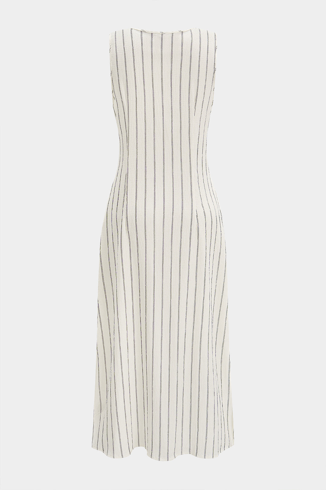 Stripes Print V-Neck Sleeveless Maxi Dress