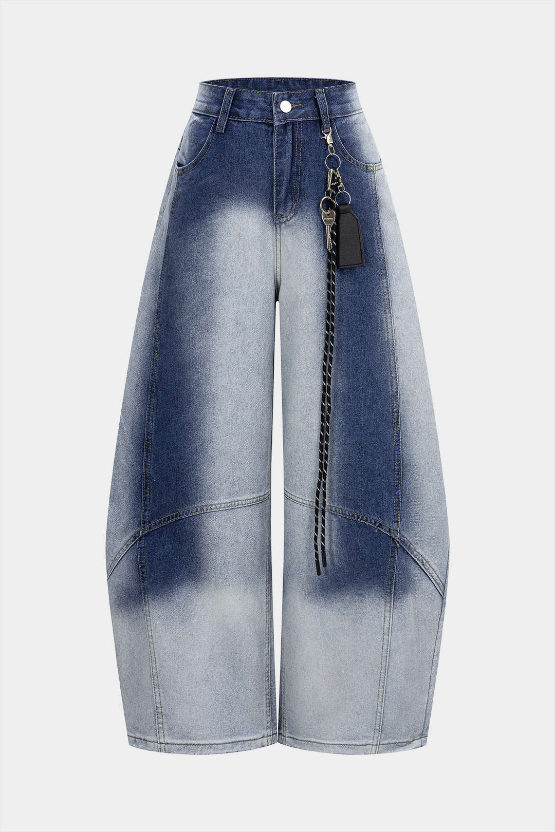 Denim Contrast Washed Wide Leg Jeans
