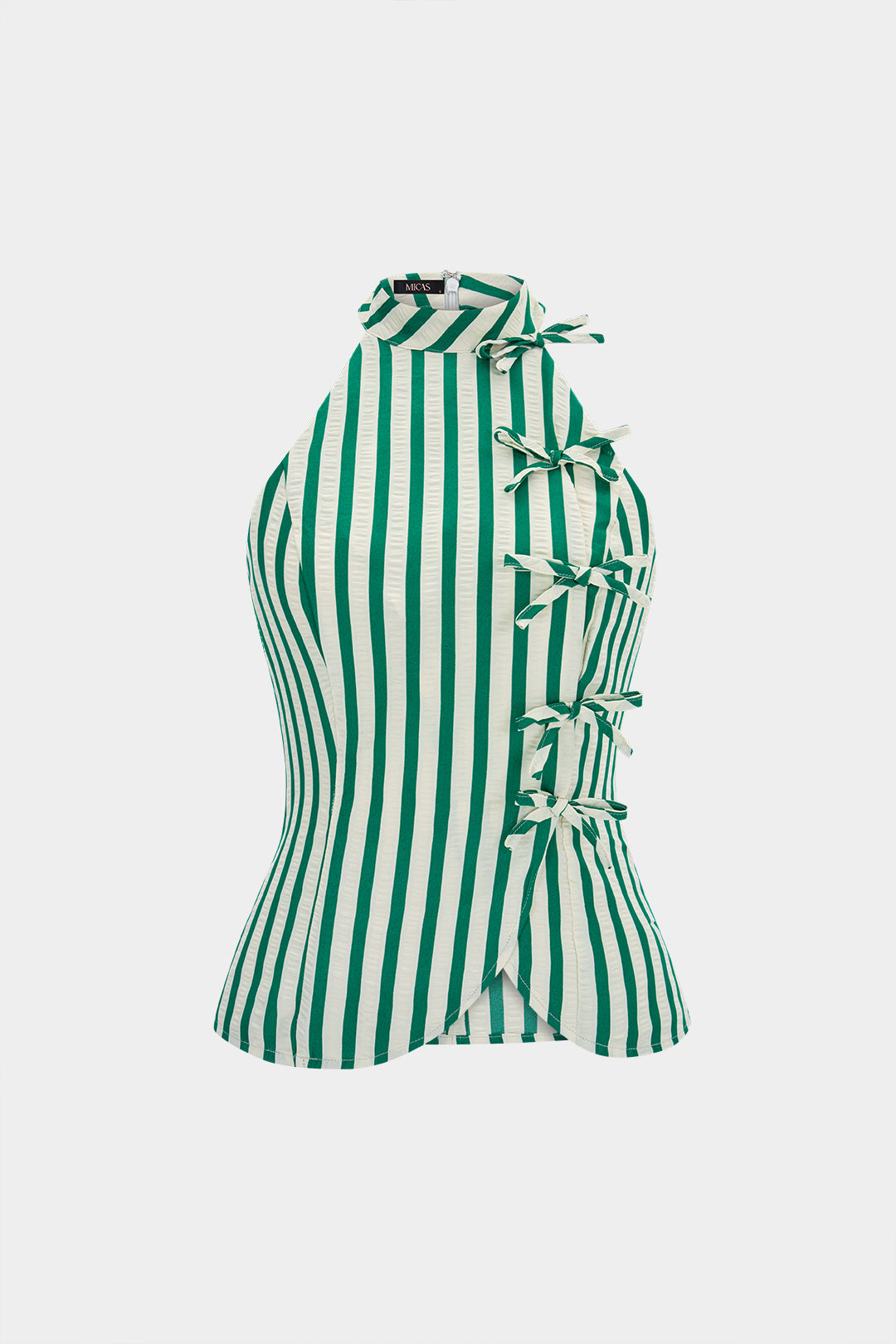 Stripes Print Asymmetrical Bow Tank Top