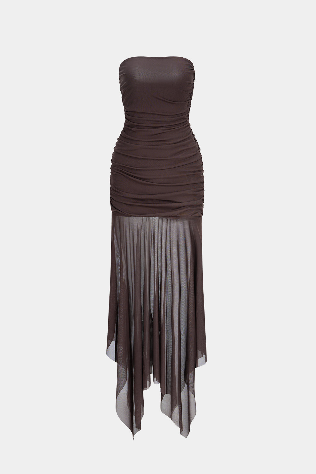 Robe midi bustier en maille à ourlet irrégulier