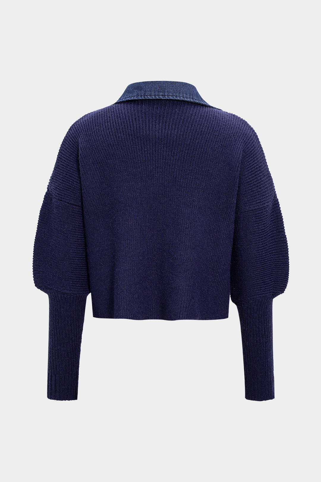 Knit Patchwork Frayed Button Long-Sleeve Top