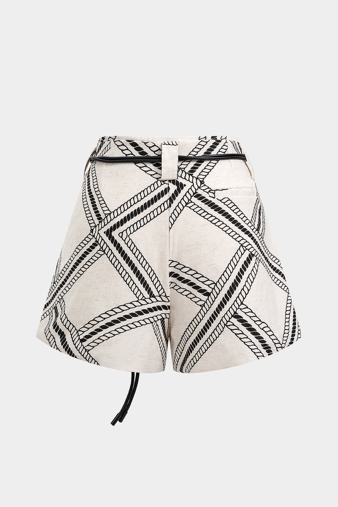 Shorts mit geometrischem Kettendruck und weitem Bein mit Gürtel