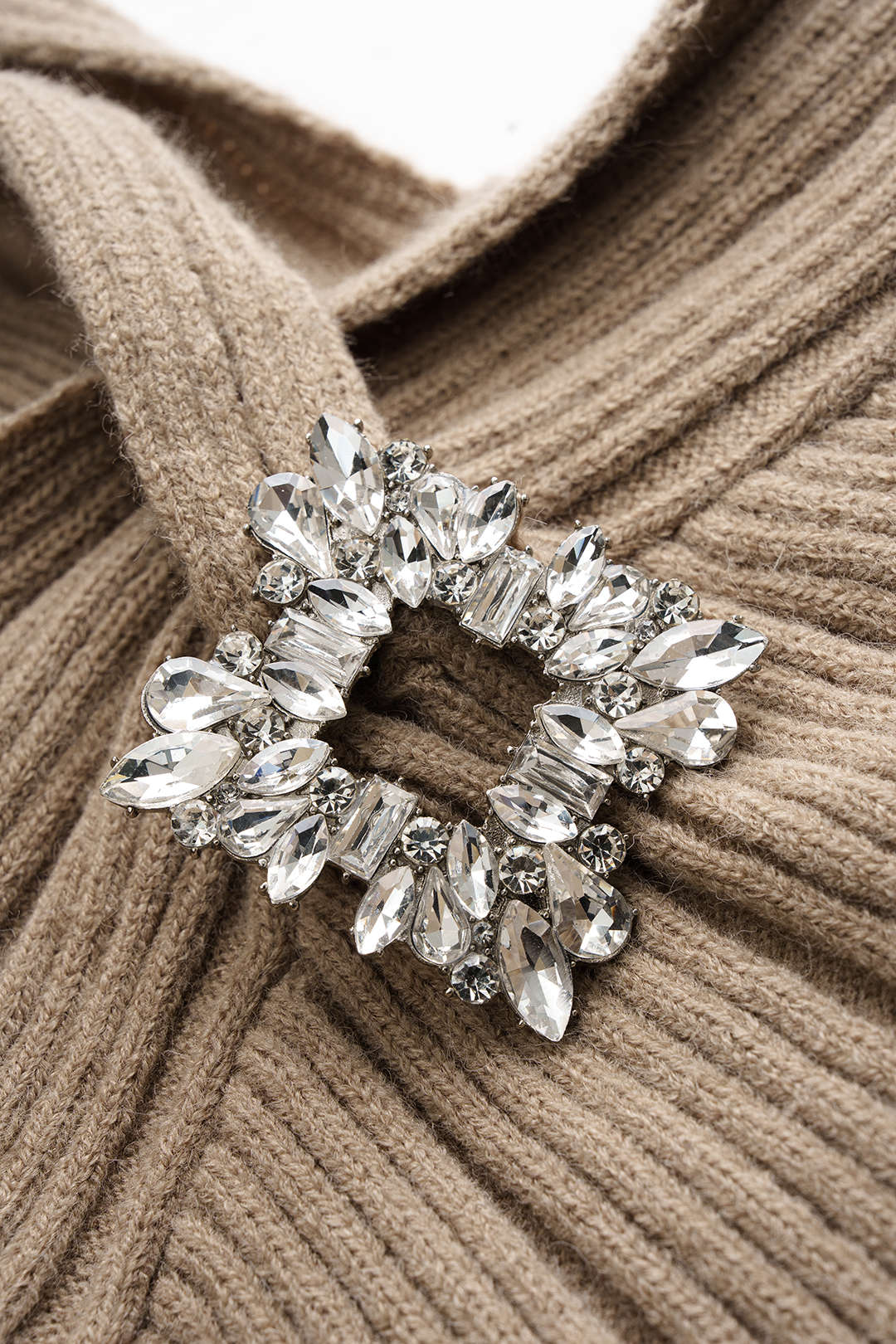 Knit Rhinestone Decor Crossed Cami Top And Cardigan Set