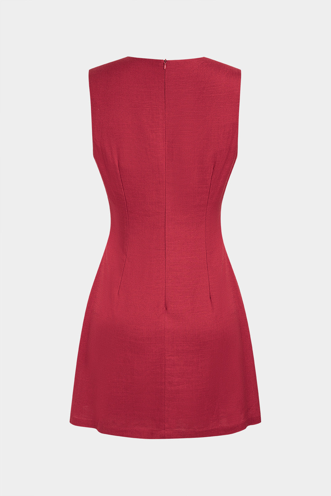 Leinen-Minikleid mit Rundhalsausschnitt, ärmellos und Metallic-Knöpfen