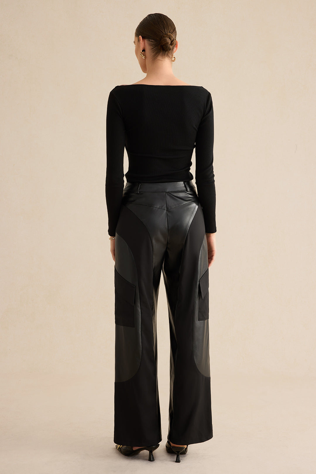 Pantalon patchwork en similicuir