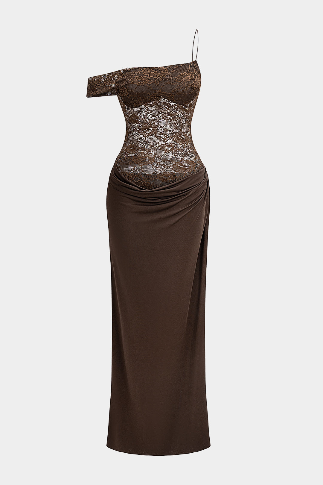 Floral Lace Patchwork Ruched Backless Slip Sleeveless Maxi Dress