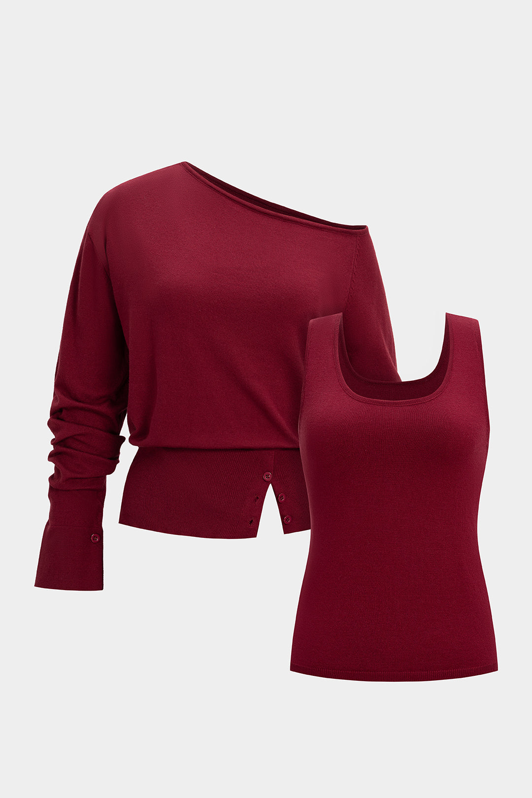 Knit Asymmetrical Long-Sleeve Top