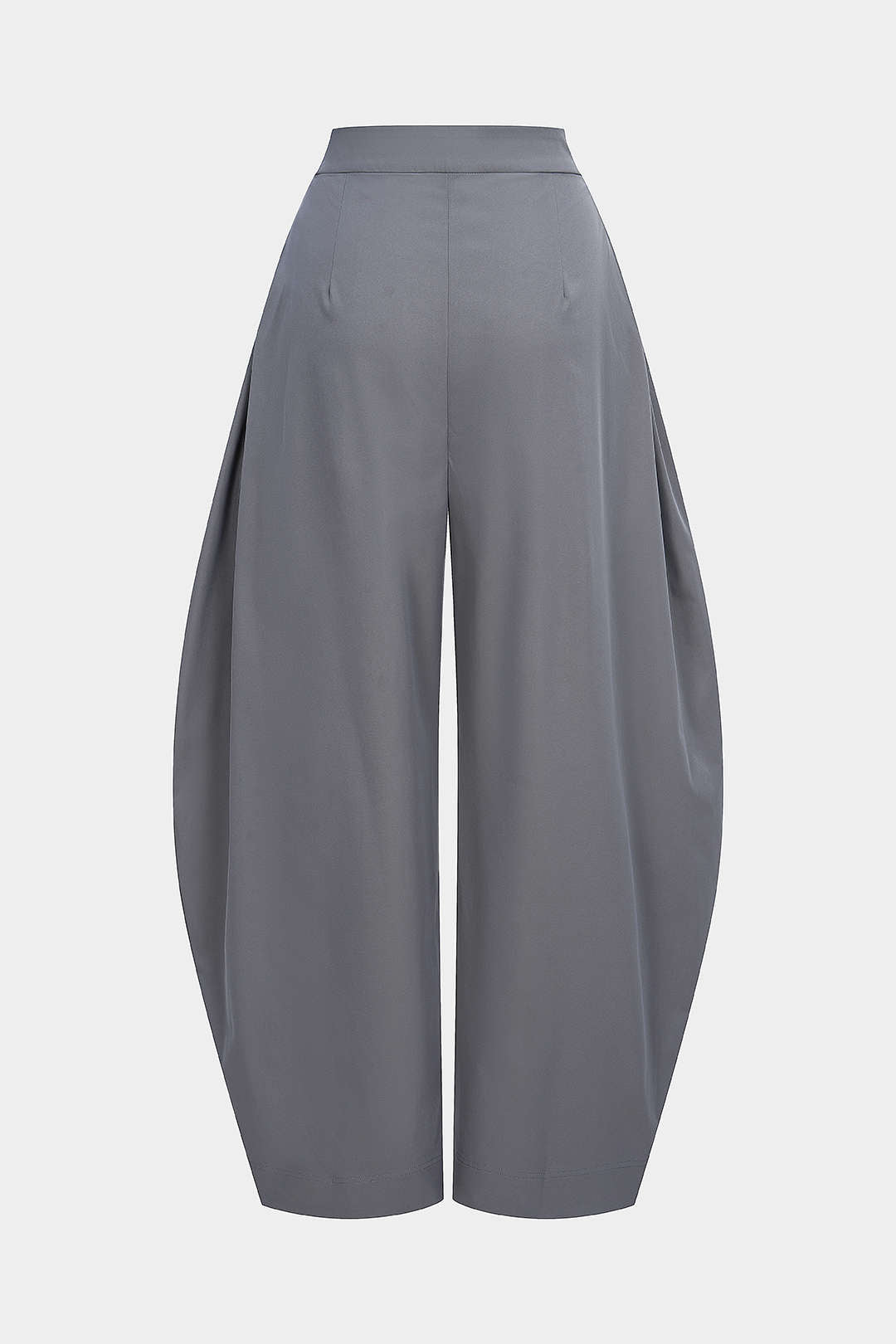 Einfarbige geraffte Hose mit Reißverschluss und hoher Taille