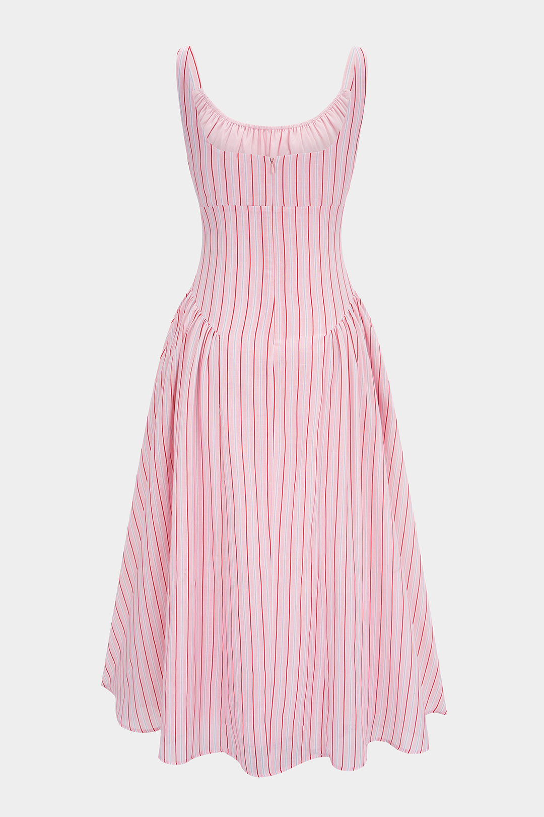 Stripes Print Round Neck Pocket Sleeveless Maxi Dress