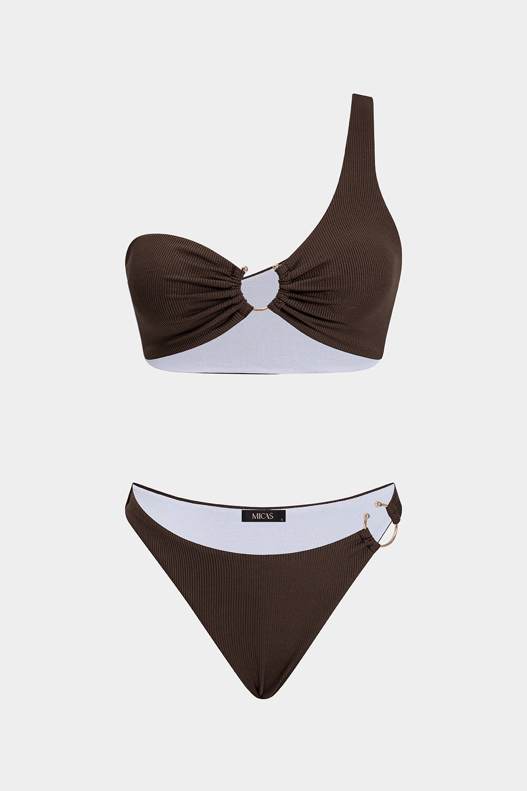 Solid One-Shoulder Bikini Set