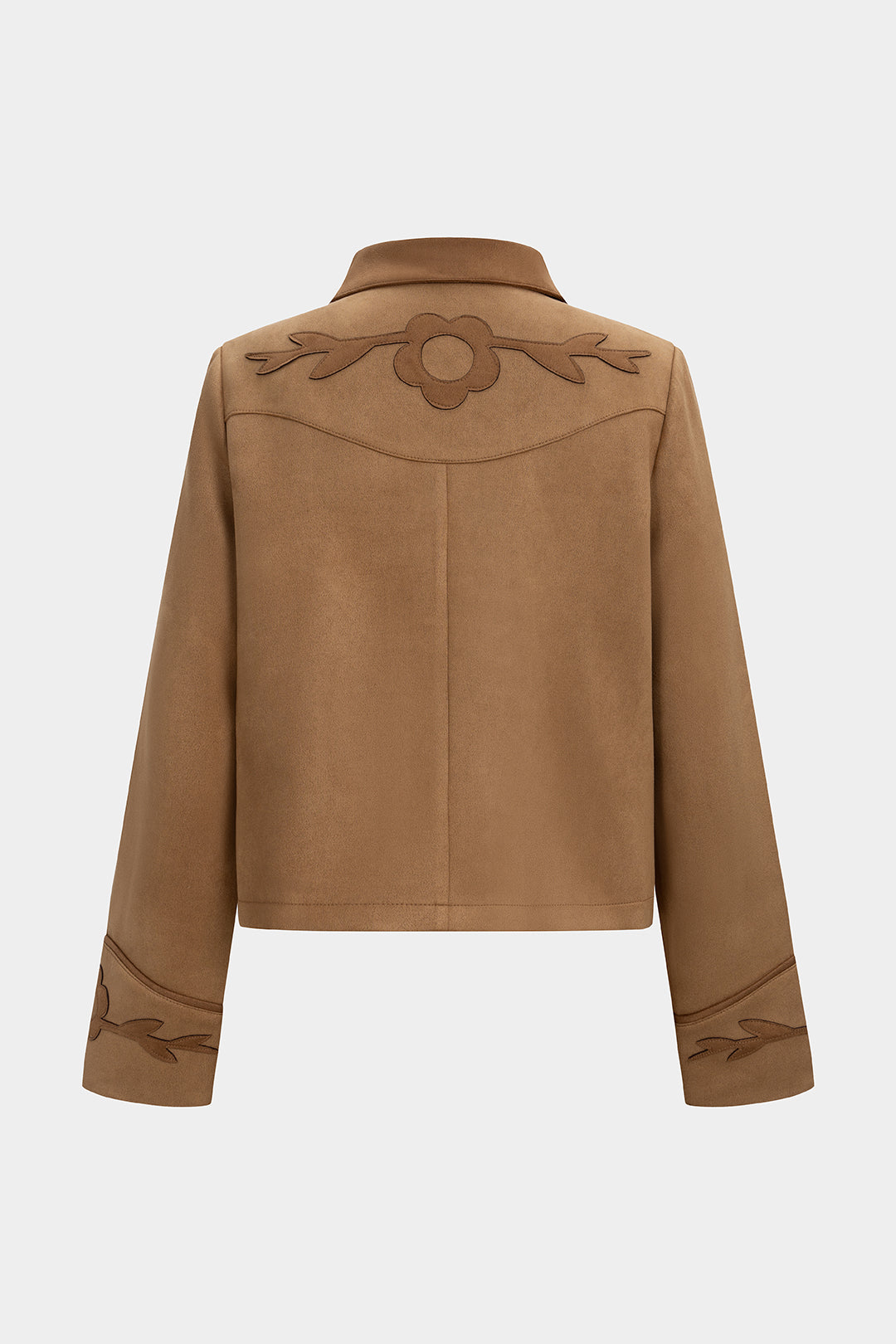 Flower appliques Suede Patchwork Button Jacket