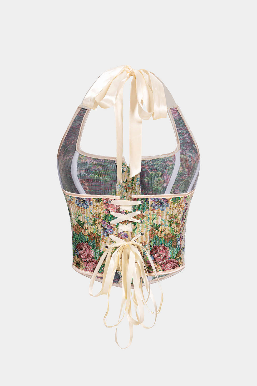 Jacquard Neckholder-Trägertop mit freiem Rücken