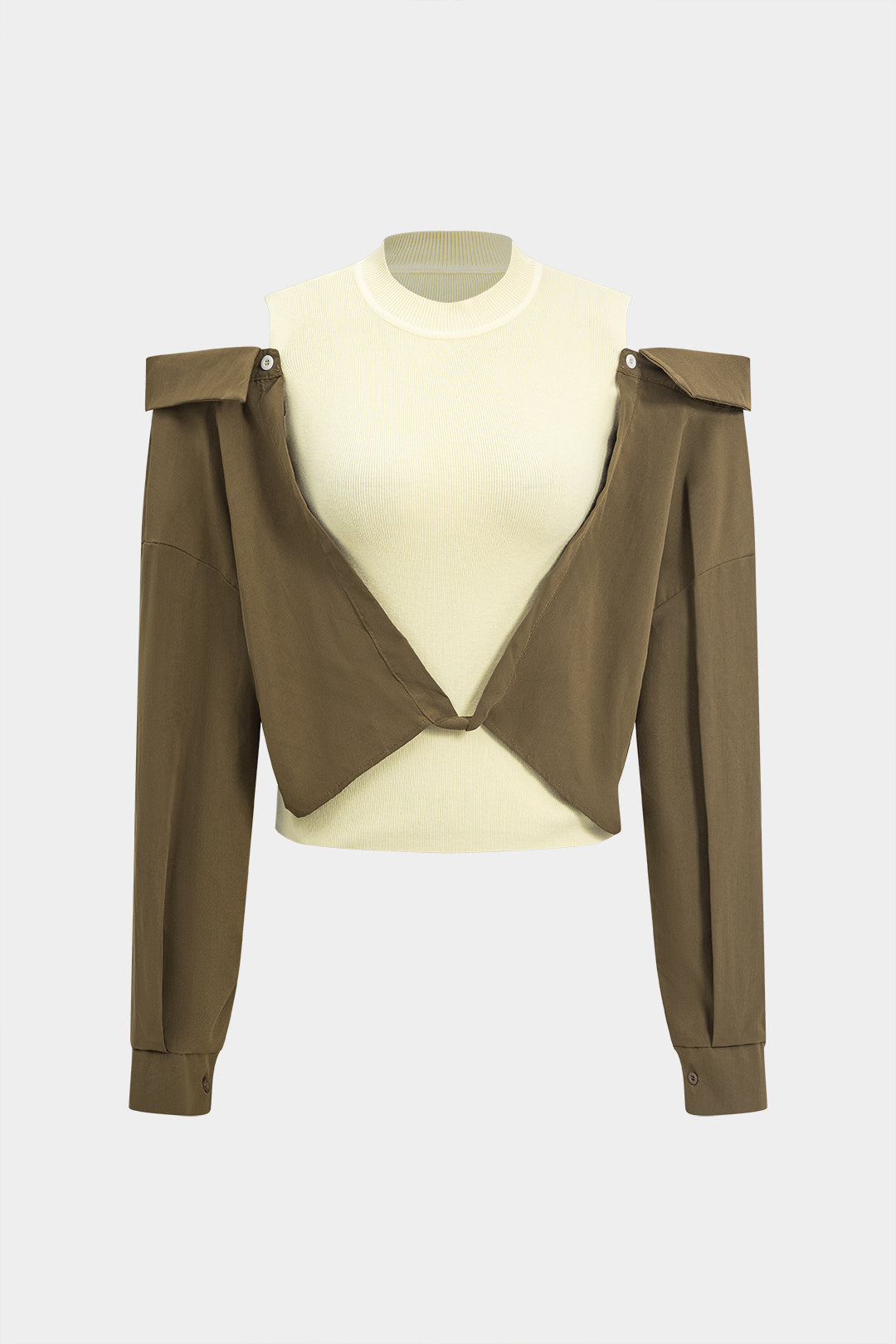 Contrast Patchwork Long-Sleeve Shirt