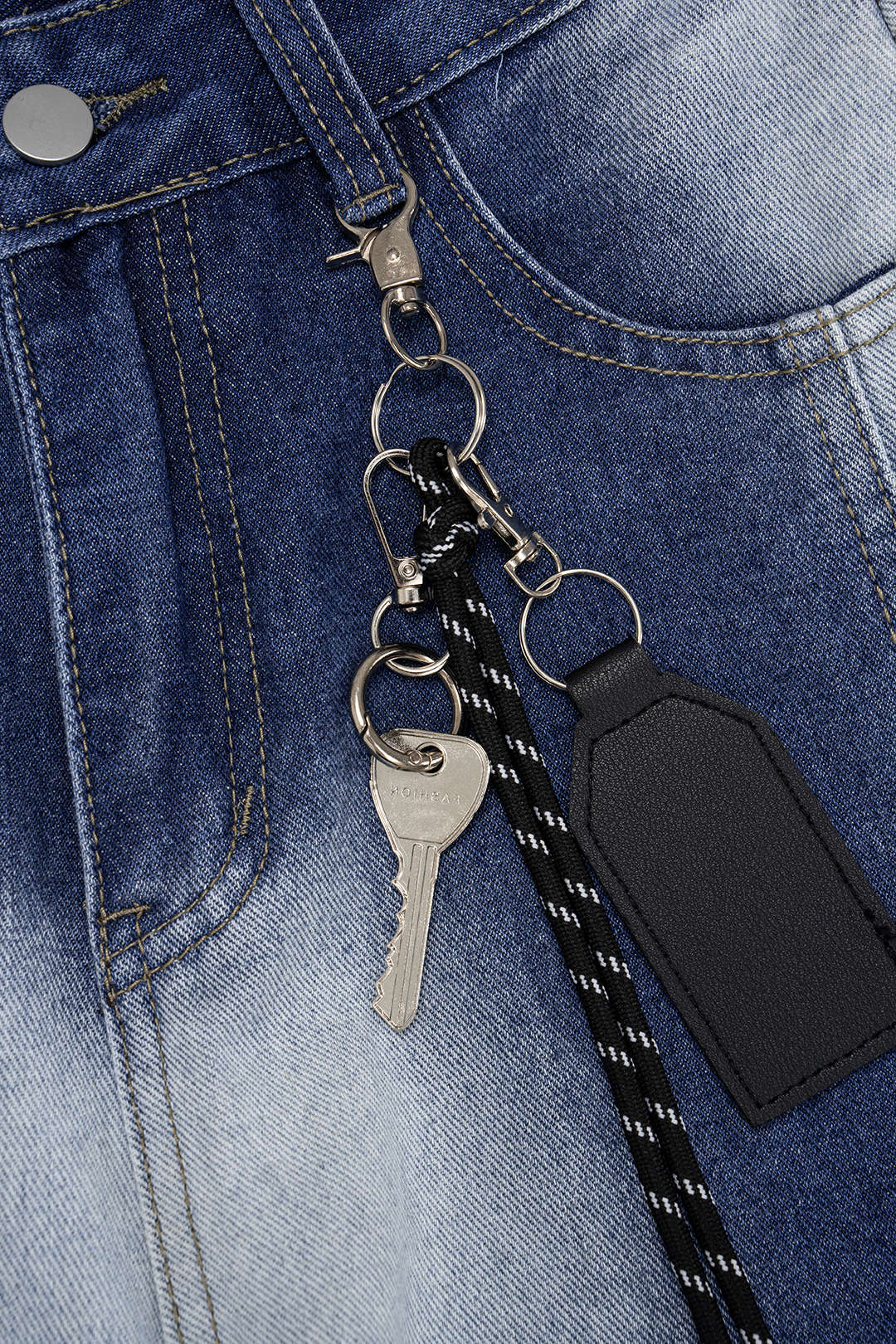 Denim Contrast Washed Wide Leg Jeans