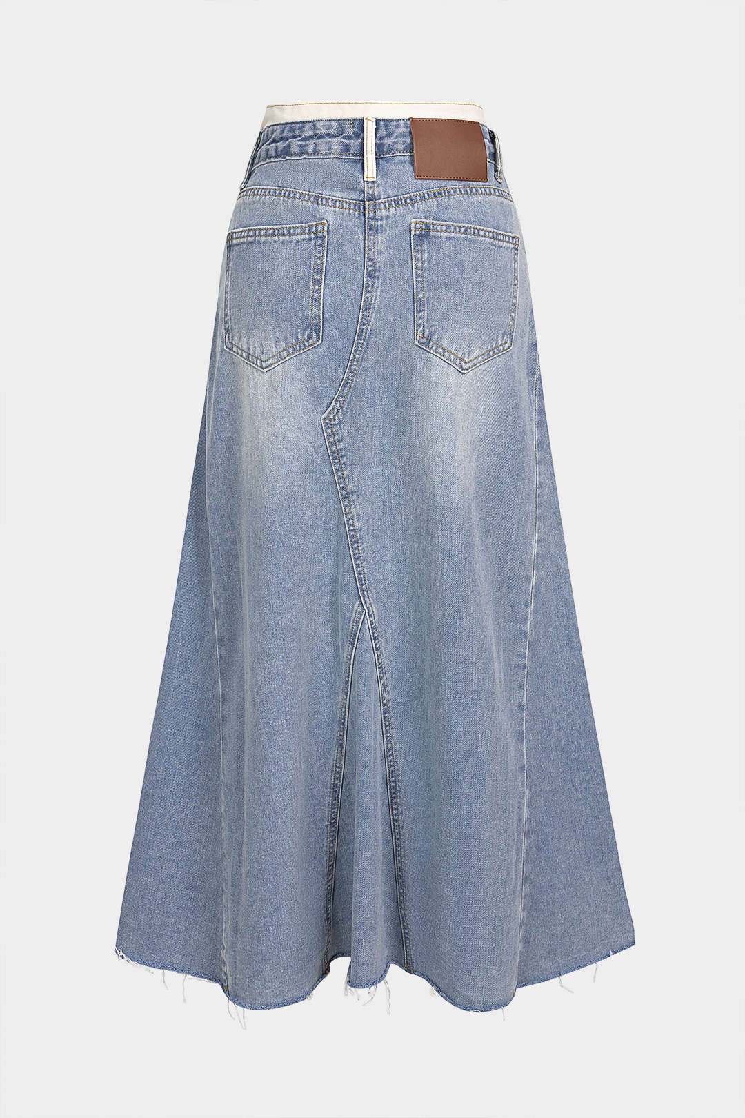 Doppelter Denim-Bund Rock mit Rissen