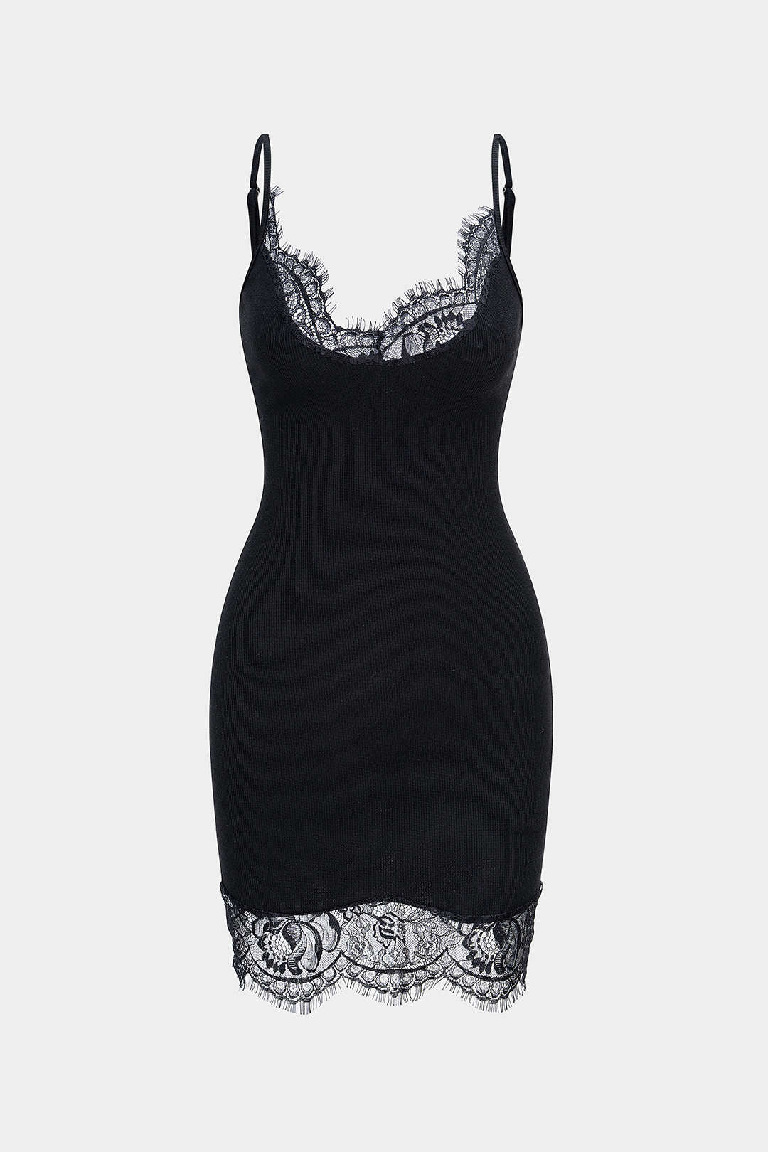 Mini-robe nuisette sans manches en patchwork de dentelle