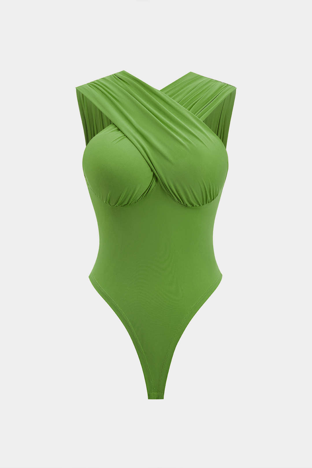 Ruched Crossed Backless Bustier Sleeveless Bodysuit