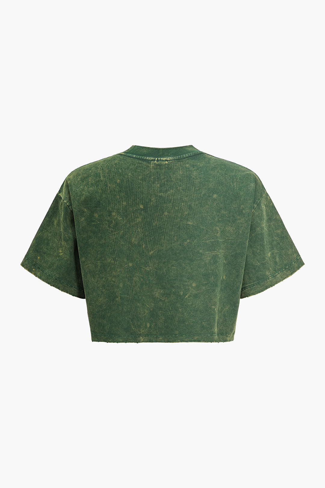 Washed Round Neck Cropped Short Sleeve T-Shirt