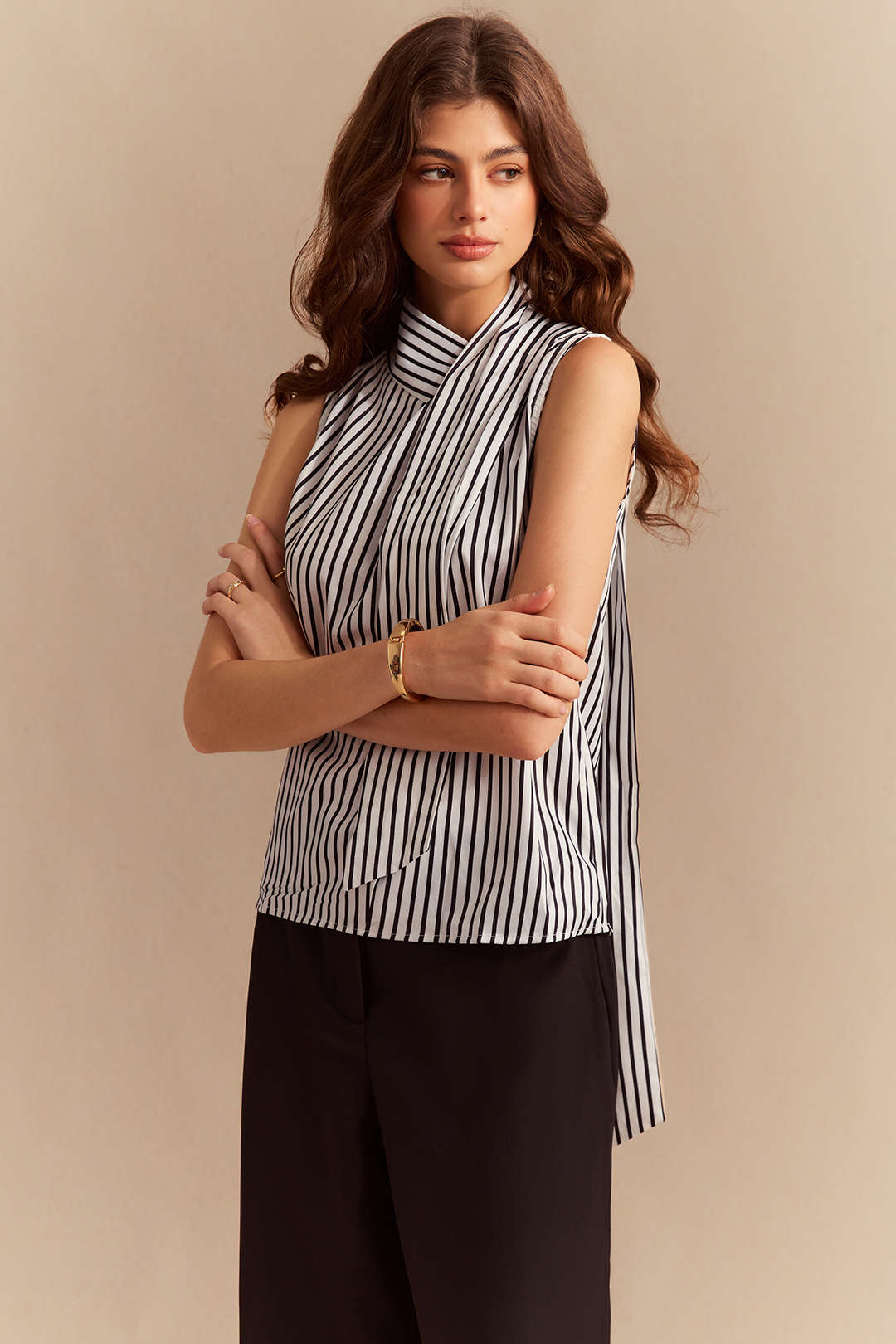 Satin-Tanktop mit Streifenmuster