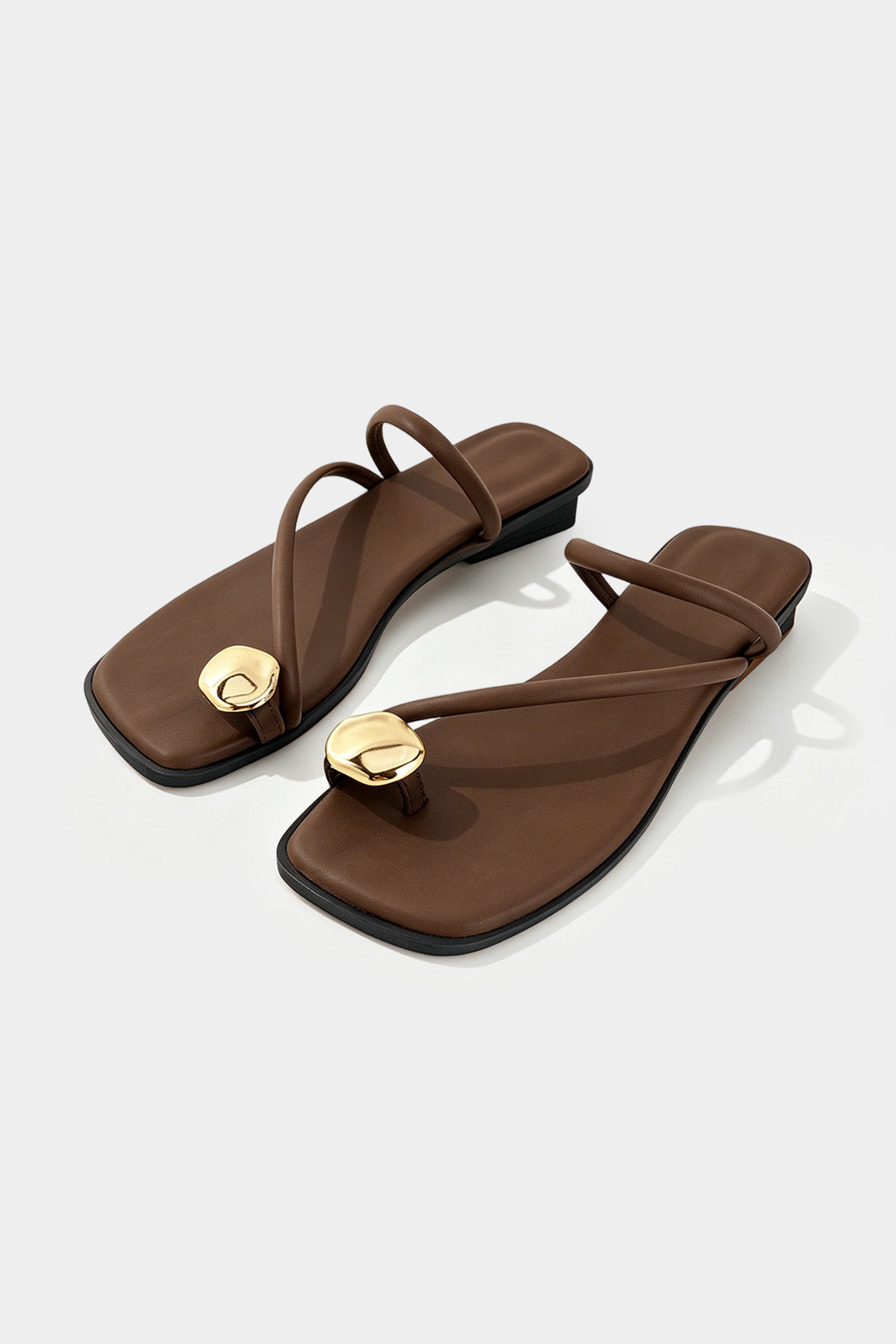 Metallic Decor Square Toe Flats