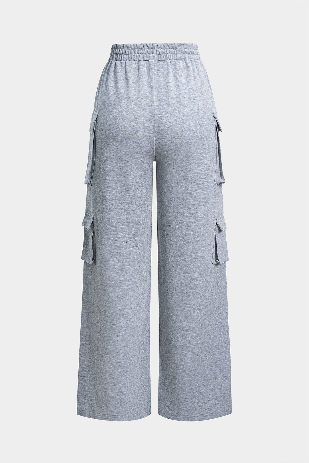 Pocket Shirred Waistband Straight Leg Pants