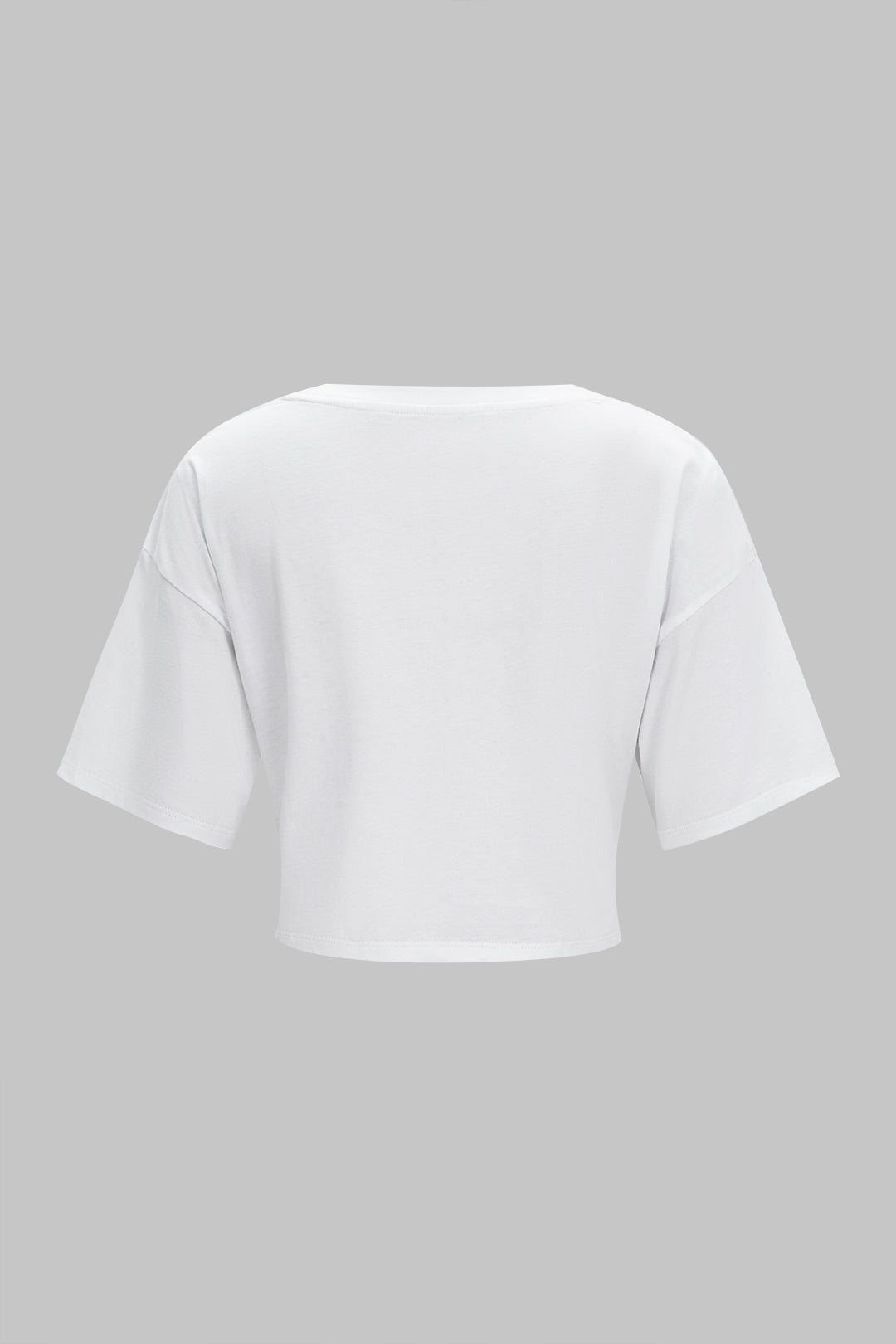 T-shirt à manches courtes et col rond avec lettres imprimées à nouer