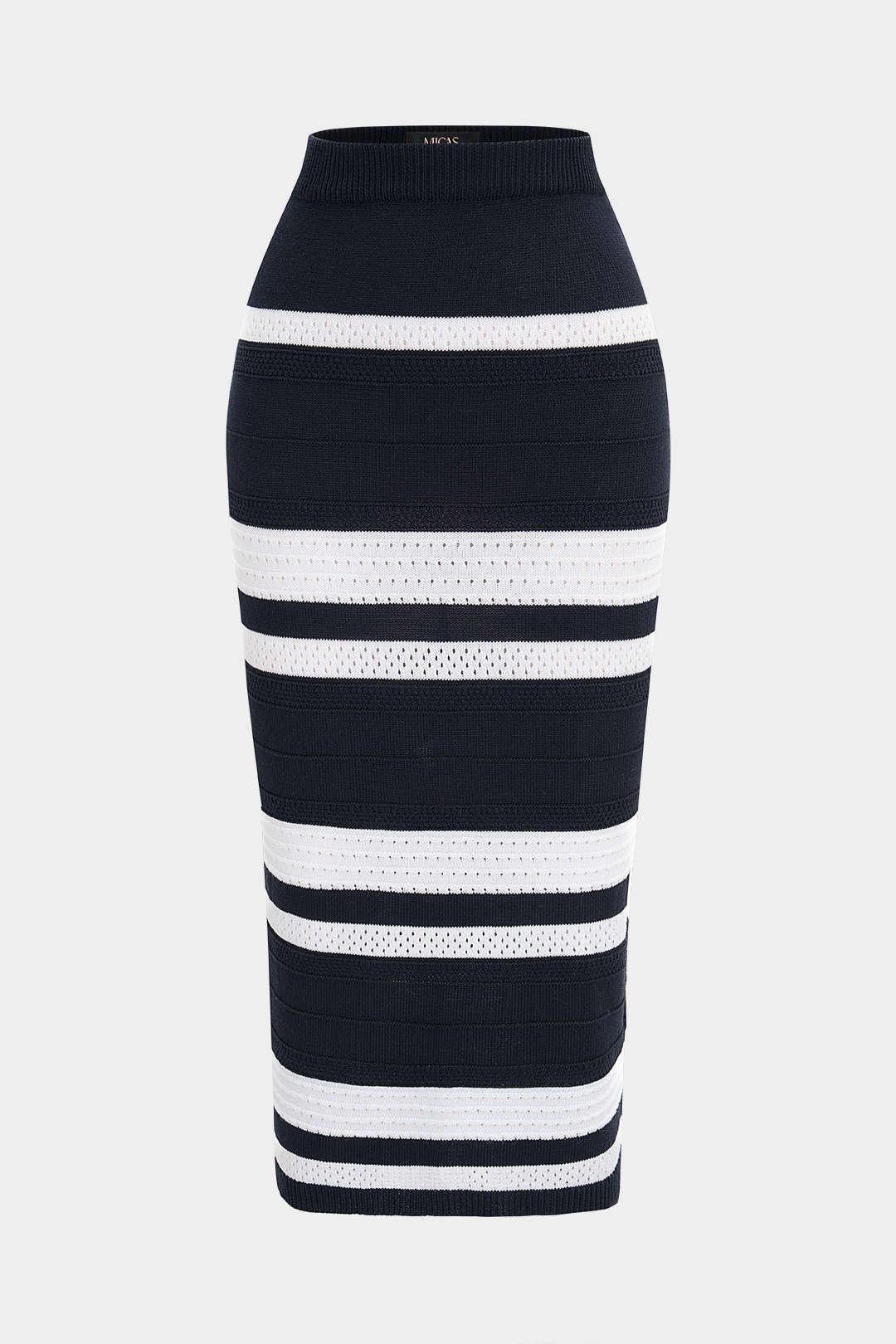 Knit Contrast Striped Hollow Out Skirt