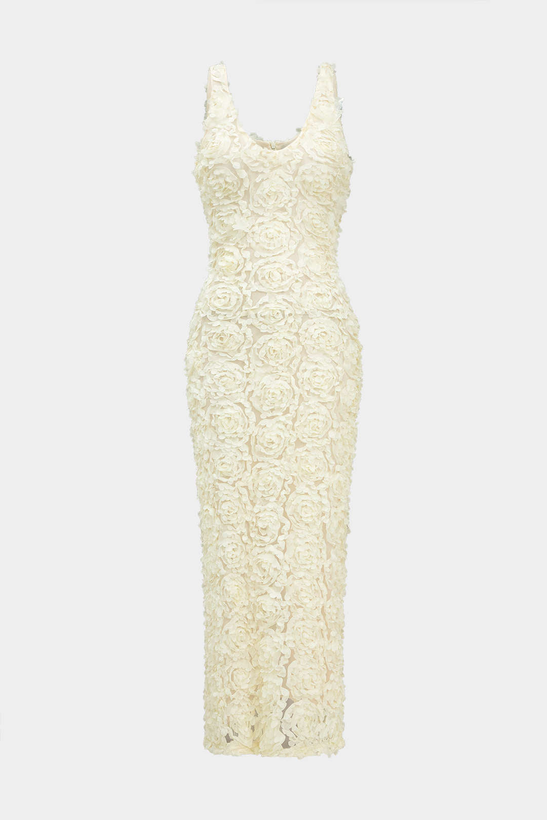 Robe longue fendue à décolleté en V et appliqués