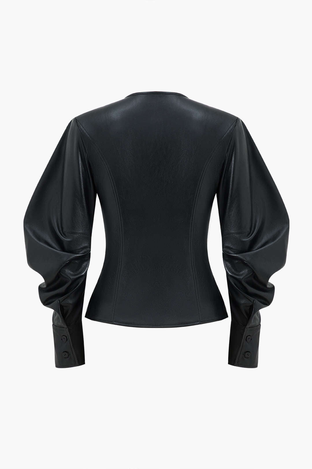 Faux Leather Metallic Button Jacket