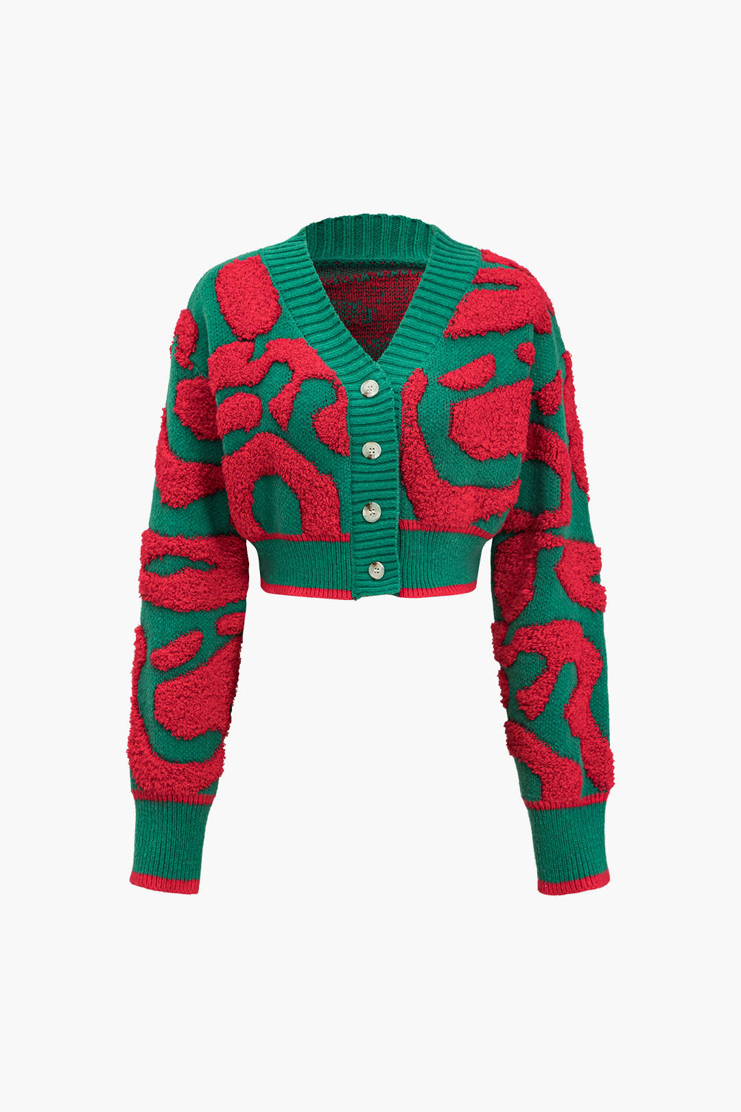 Knit Colorblock V-Neck Button Up Cardigan