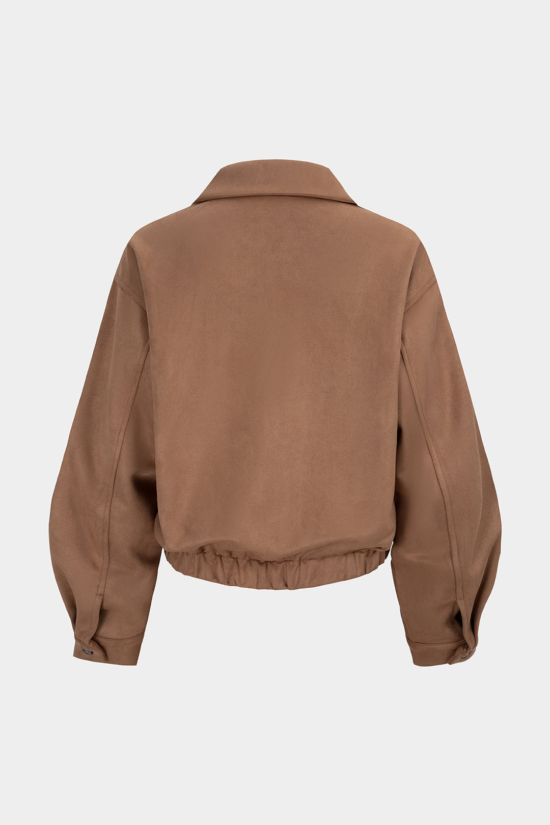 Suede Lapel Collar Zipper Pocket Jacket