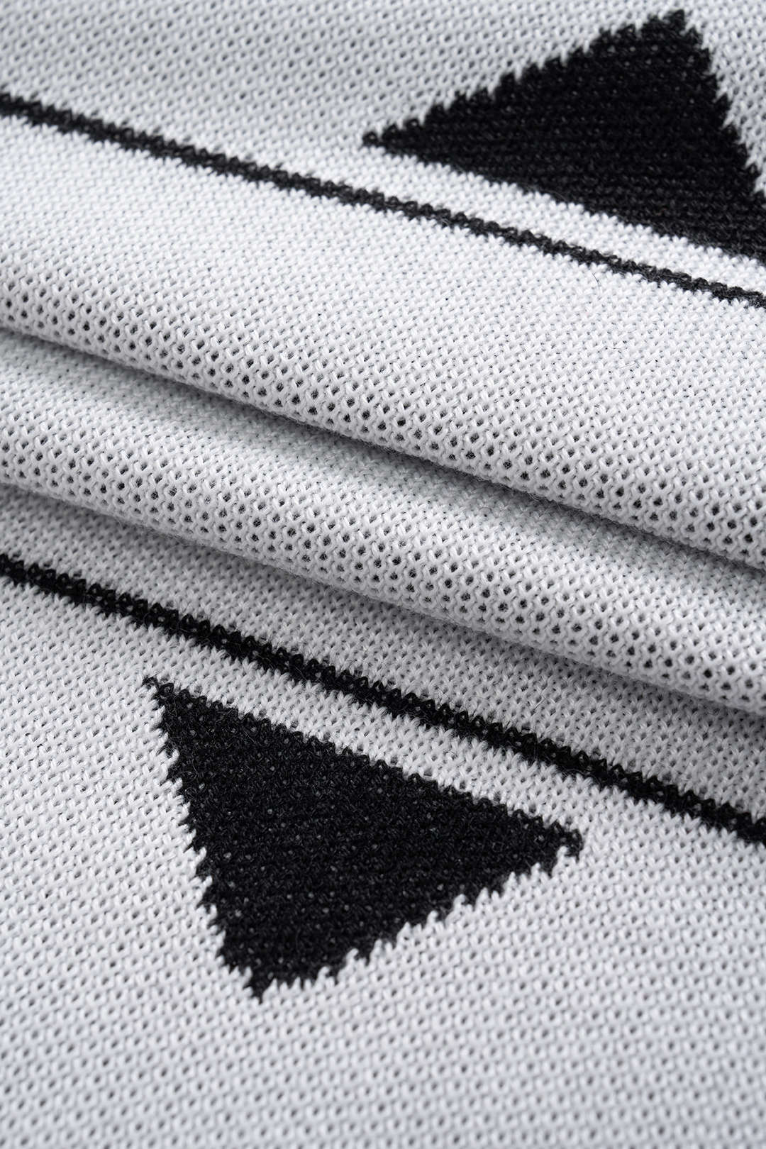 Knit Jacquard V-Neck Short-Sleeve Dress