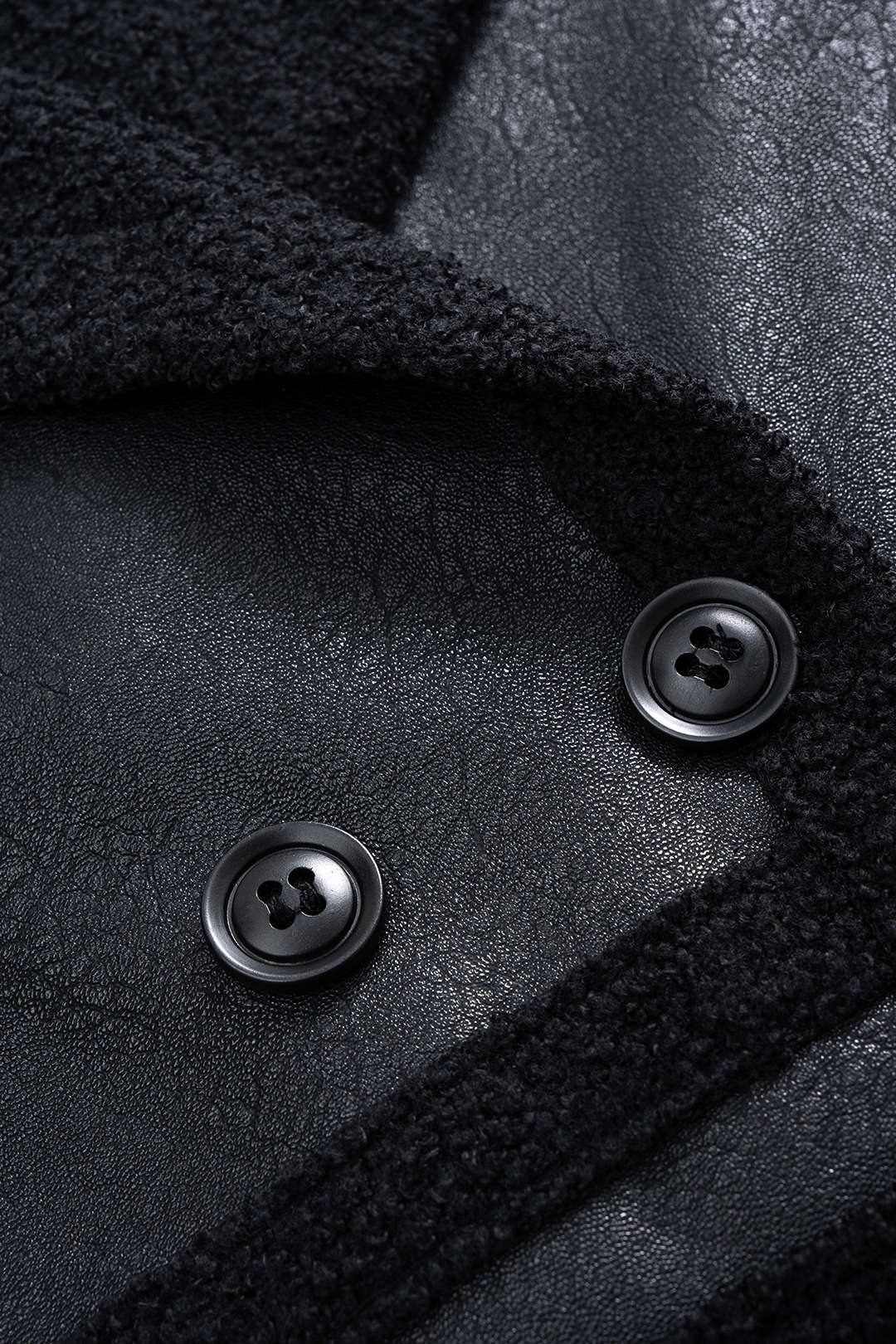 Faux-Leder-Patchwork-Knopfmantel